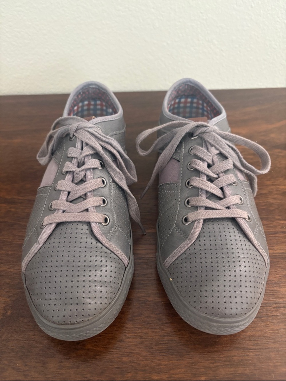 Ben Sherman Men's Gray Perforated Lace-Up Sneakers